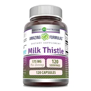 Amazing Formulas Milk Thistle Supplement | 175 Mg per Serving | 120 Capsules | Non-GMO | Gluten-Free | Made in USA