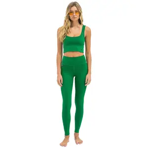 WIDE RIB FULL LENGTH HI-RISE LEGGINGS - KELLY GREEN