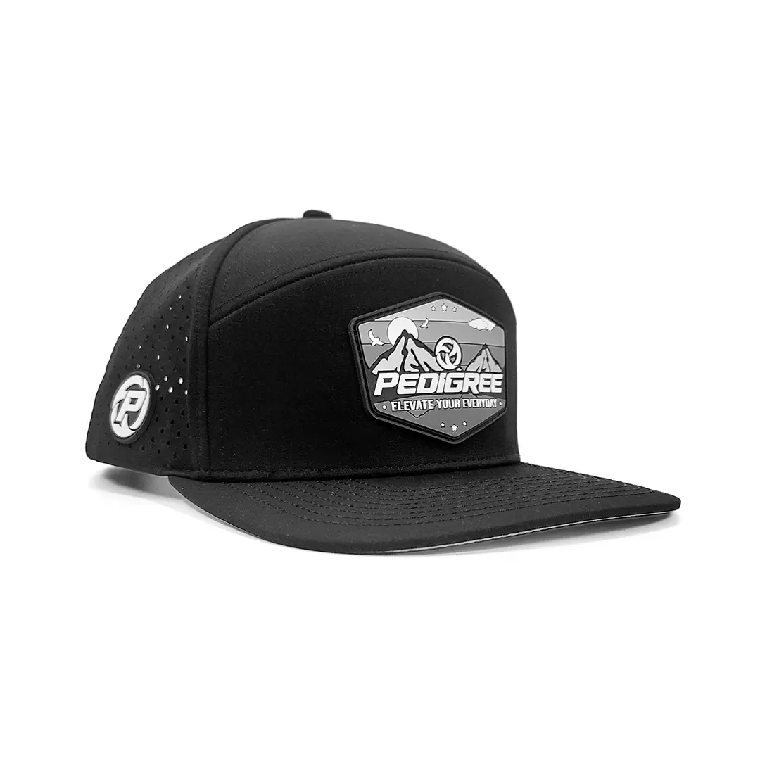 Pedigree Sportswear Men’s Waterproof Snapback Hat in Black - Durable, Adjustable, Weather-Resistant Cap with 3D PVC Logo Patches, Ideal for Outdoor and Urban Environments - One Size Fits All