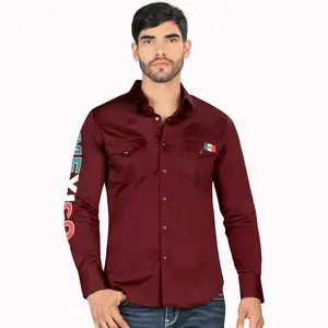 MONTERO Western Long Sleeve Shirt Snap Button MEXICO Embroidery MT0459 For Men