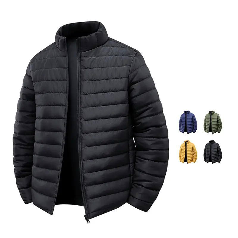 Men's Autumn And Winter Outdoor Casual Warm CottonJacket Fashionable Versatile Top Men's Windproof StandCollar Coat Menswear Beige Long Sleeve Plain jacketsheated jacket Men's Windproof Down Hooded Jacket Classic Stylish