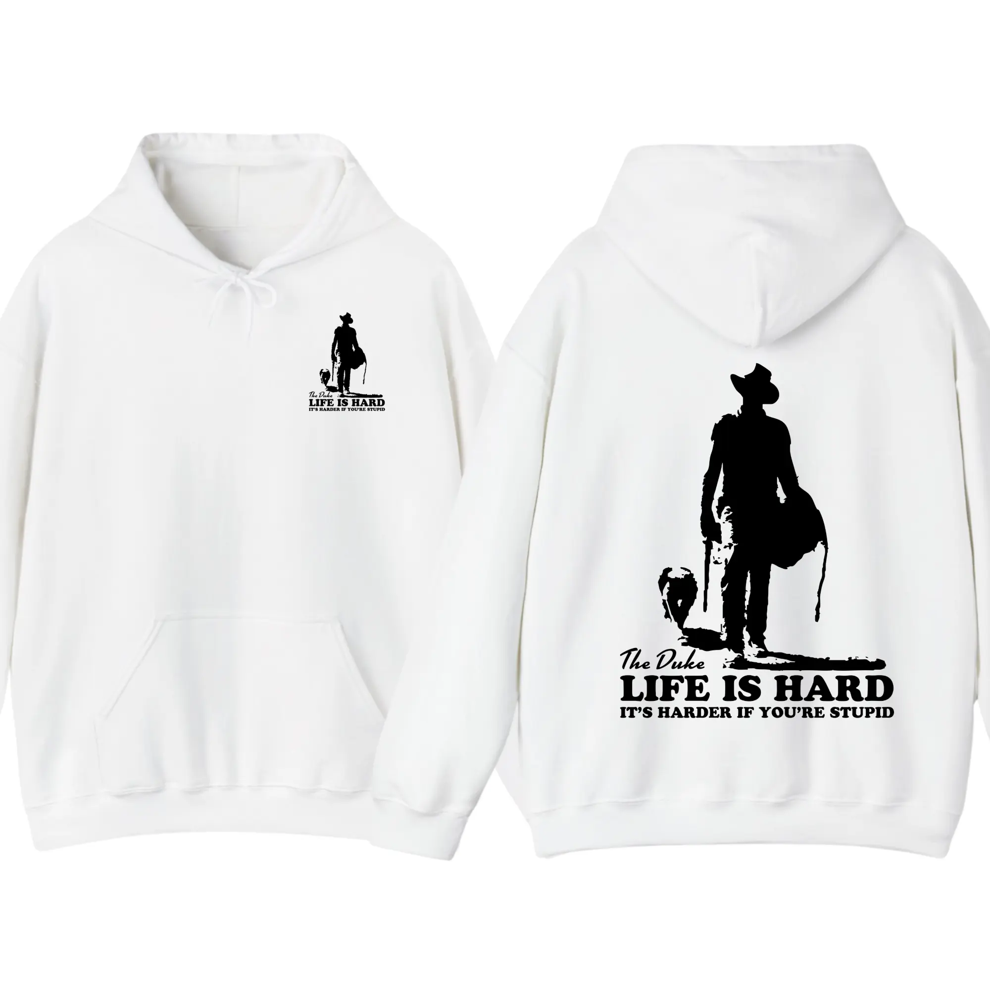 The Duke Life Is Hard Vintage Hoodie - John Wayne Vintage, Retro Style Graphic Pullover, Unisex Casual Streetwear, Cozy Game Day Fan Gift Top, For Men For Woman