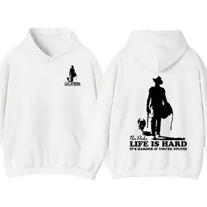 The Duke Life Is Hard Vintage Hoodie - John Wayne Vintage, Retro Style Graphic Pullover, Unisex Casual Streetwear, Cozy Game Day Fan Gift Top, For Men For Woman