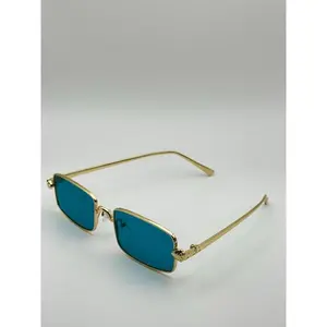 Vintage-Inspired Rectangle Sunglasses: Gold Frame, Multiple Lenses | Y2K Unisex Eyewear for Street Style