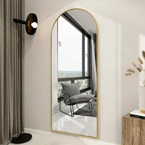 New 21x64 Inch Arched Full Length Mirror-Aluminum Alloy Frame High Definition-Full Body Mirror For Bedroom Or Living Room Decor Glass