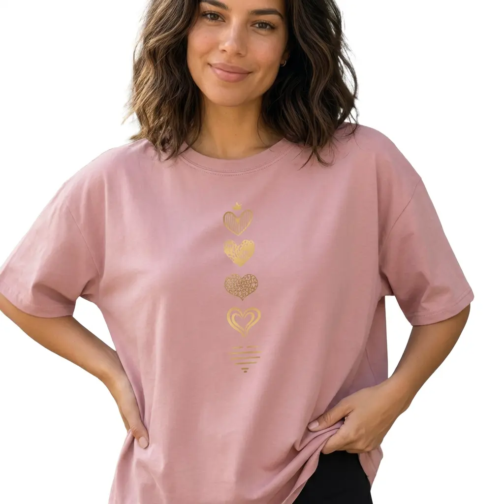 Stacked Hearts Women Graphic Tee Boho Leopard Love Shirt Plus Size Top