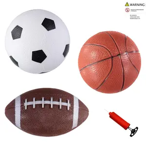 3-Piece Inflatable Ball Set, PVC Elastic Soft Balls, Soccer Basketball Rugby Kit, Indoor Outdoor Sports Toy, Stress Relief Pounding Ball