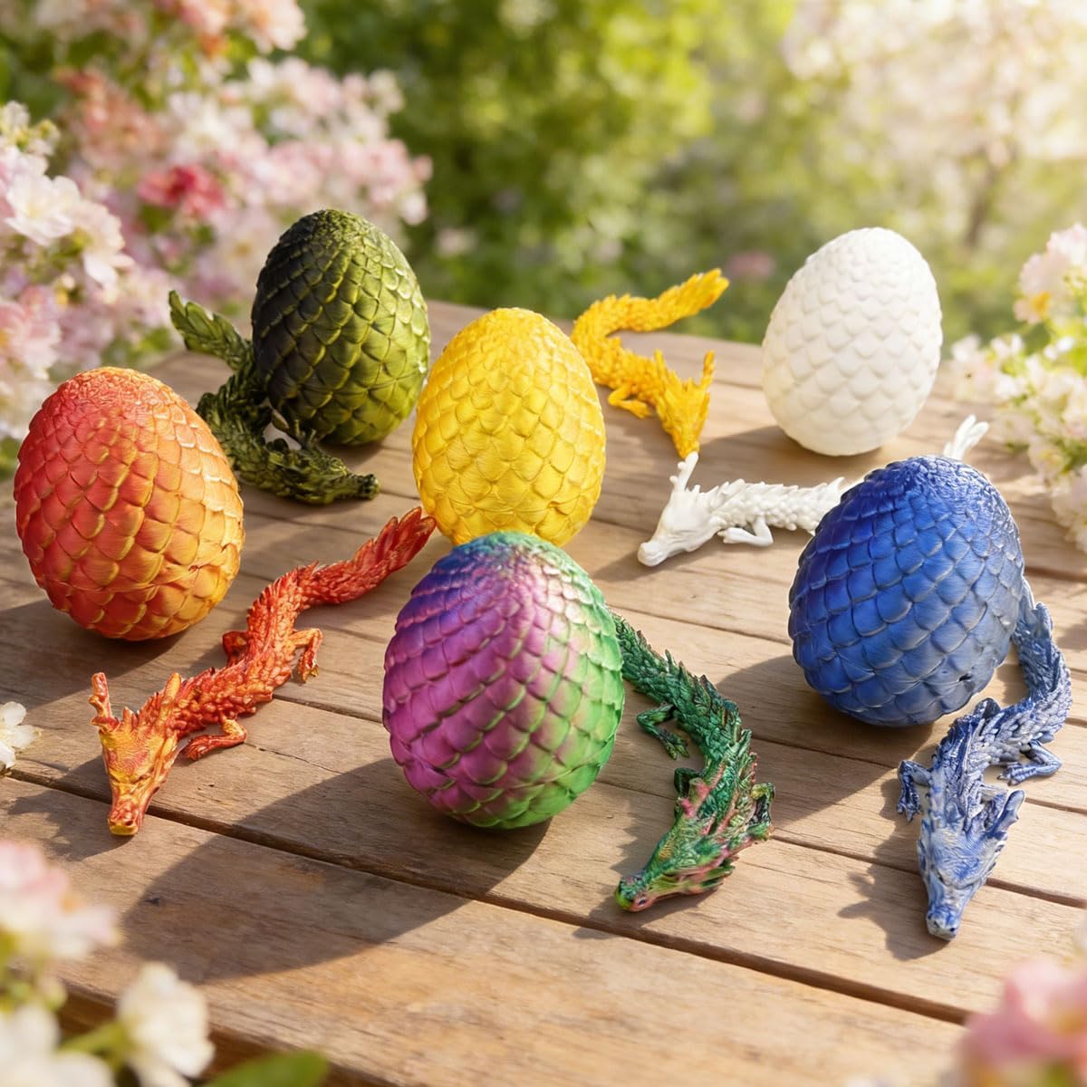 6 Pack 3D Printed Dragon Egg Toys with Mini Dragons Inside, Prefilled Easter Eggs for Kids Boys Girls Teens, Easter Basket Stuffers, Easter Gift Party Favors