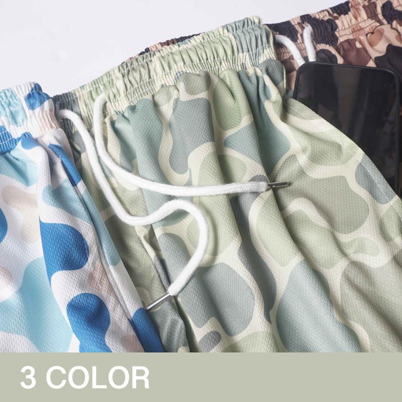 Pack 3 Duck Hunting Camo Shorts - 5 Inch Inseam Camo Mesh Design for Men & Women Ideal Gym Wear & Gifts Breathable & Comfortable