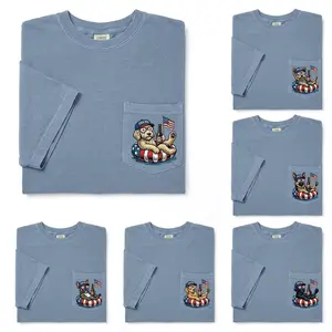 Patriotic Dogs: 4th of July Dog Comfort Colors Pocket Tee | 50+ Dog Breeds, Custom Available, USA Flag, Fireworks, America 250, Women's Comfort Colors Tee