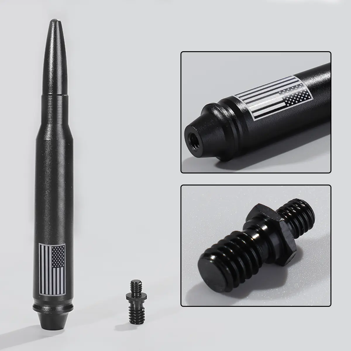 USA Flag Bullet Antenna Mast Radio For JEEP WRANGLER JK/JL GLADIATOR 2007-2023 Short Replacement Antenna 50 Cal Truck Antenna Accessories campingessentials