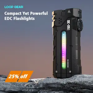LOOP GEAR SK05 Flat LED Flashlight with 6000mAh Power Bank, Rechargeable EDC Light Combines Floodlight, Spotlight and Sidelight, 2850 High Lumens, IP68 Waterproof for Outdooor