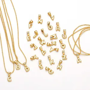[Limited time event] Fashion 26 letters necklace female glossy round bead letter pendant clavicle chain simple style