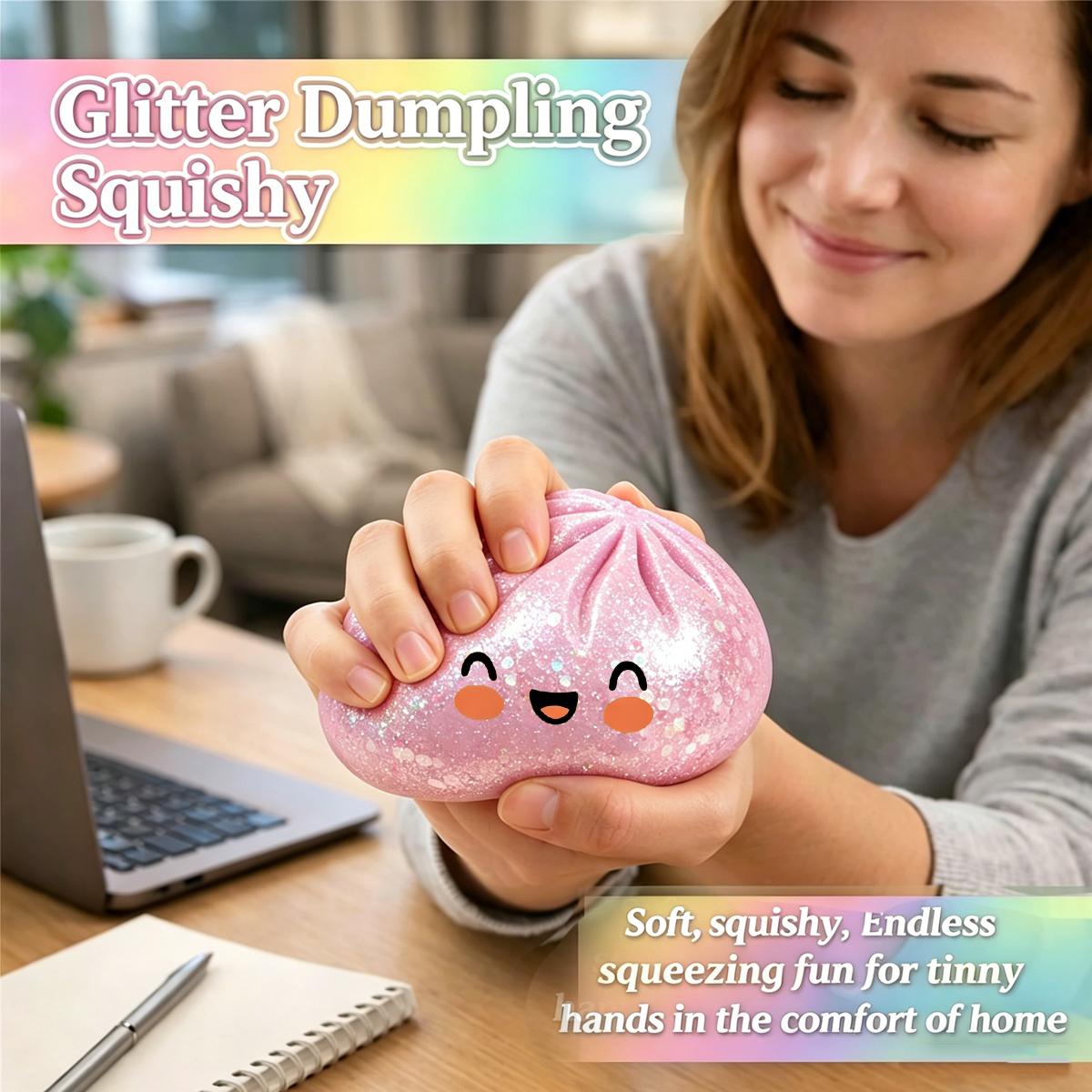 [Blind Box] 2026 New Sparkling Dumpling Squeezable Toy with Steamer, Soft Sensory Stress Relief Squeezable Bun Toy, Relieving Adult Stress and Anxiety