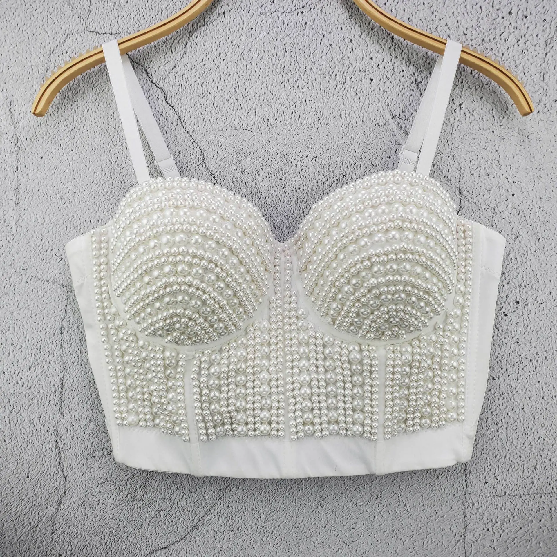 Women's Sexy Beaded Corset Top, Sleeveless Bustier Shaper with Fishbone Boning, Handmade Crop Top for Party & Rave
