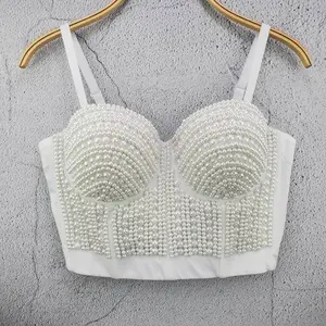 Tank Tops Bra Blusas Short Handmade Stitched Beading High Quality Corset Fishbone Hot Summer Rave Outfits Woman Girls Hook Clothing Sling Vest Sexy Inner Clothes Outwear Wedding Party Blind Date Stage Party Shaper Ladies Crop Shirt Tube Top