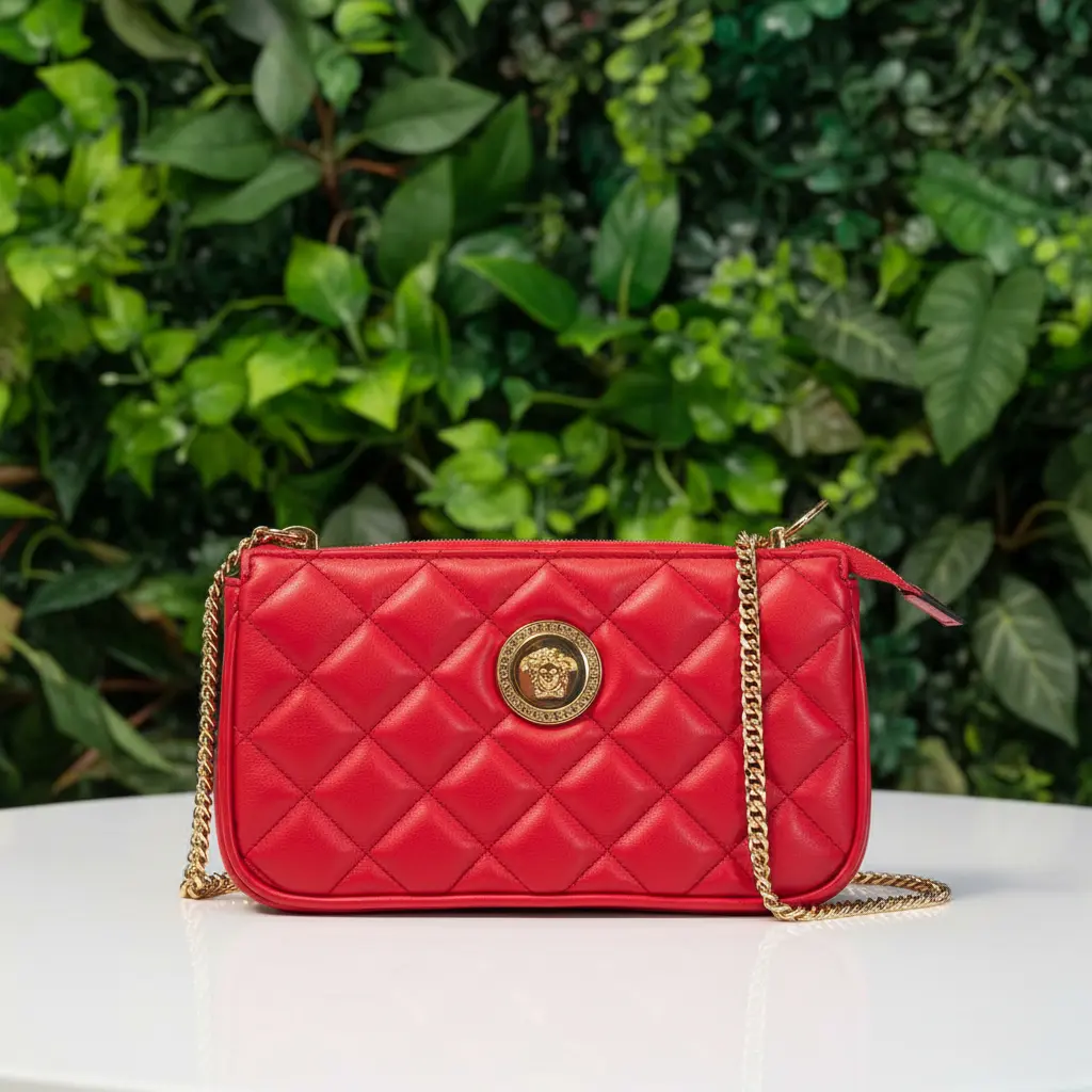 Pre-owned VERSACE Leather Shoulder Bags Req Quilted Pochette