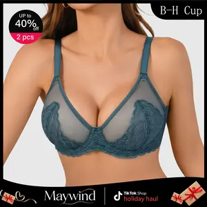 [Maywind] Minimizer Bras forWomen Large Bust Full Coverage Lace Plus Size Bra Comfortable Stylish Womenswear Elegance Vneck BasicFit Underwire Push Up Minimalist White Bridal Halter  bra  holiday haul