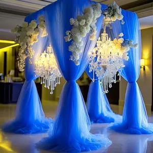 1/2/3-piece pack, 76*500cm royal blue semi-transparent festive party tulle, Party decoration supplies, suitable for wedding ceremony venue decorations, festive party decorations, indoor and outdoor décor, Wedding arch backdrop