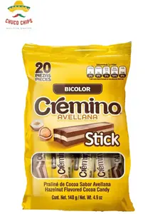 Bicolor Cremino Avellana Sticks Praliné de Cocoa Sabor Avellana/ Hazelnut Flavored Cocoa Candy 20 piece