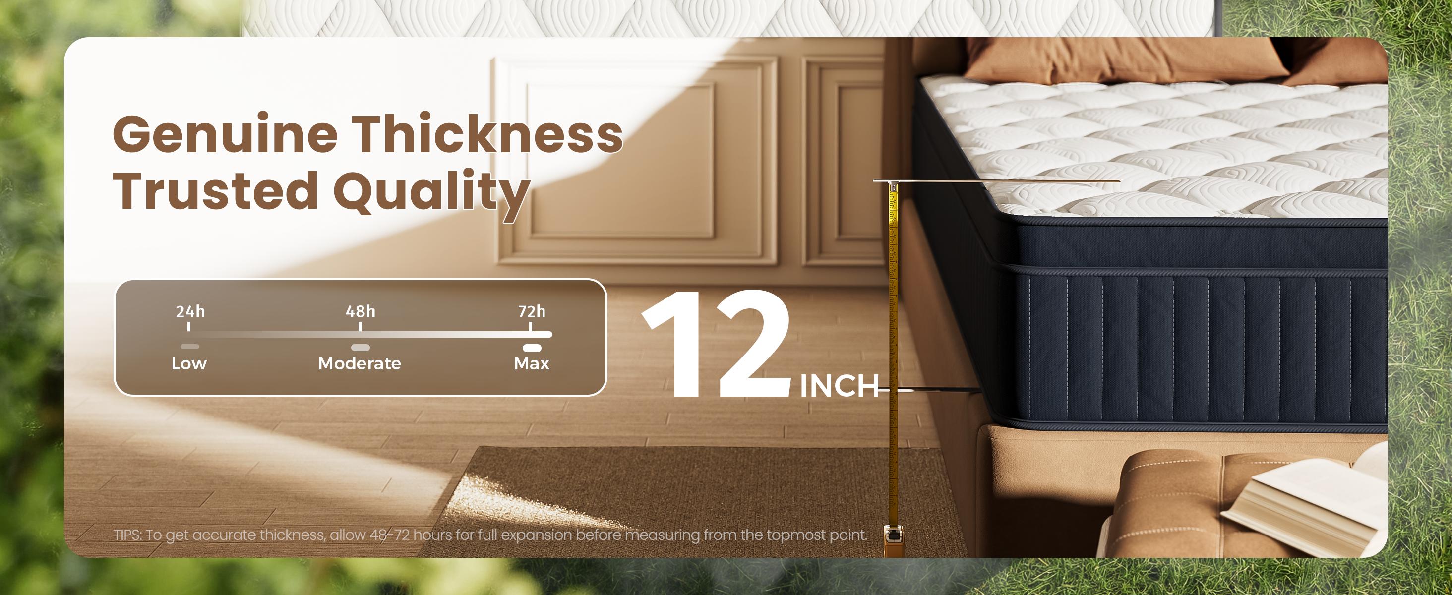 8-14" Hybrid Mattress - Fiberglass Free Reinforced Edge Support (No Sliding) Silent Pocket Spring for Zero Motion Transfer Cooling Gel Foam & Anti-Sagging Support CertiPUR-US Certified Deep Sleep Full/Queen