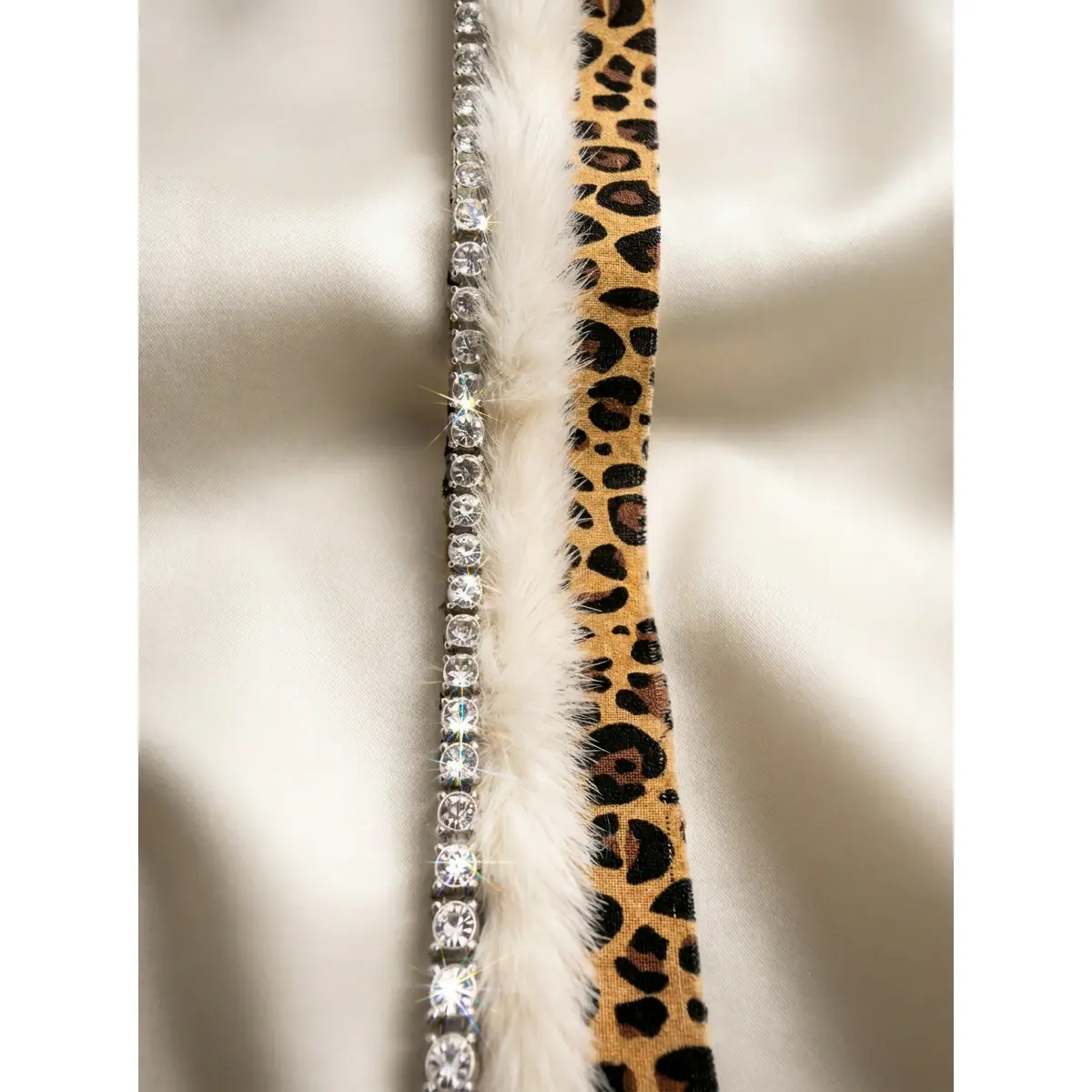 Leopard Fur Rhinestone Trim – Luxury Statement Trim, Faux Fur Beaded Trim, Sew On or Adhesive Trim, DIY Designer Embellishment