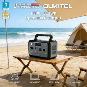 OUKITEL Portable PowerOutdoor512Wh  Station | 800W Portable Power Station, Small Portable Solar Generator, Lithium Battery for Travel Home Use，USB-C and Foldable Solar Panels | Home Backup Power and Power Outage Emergency Power elite 100