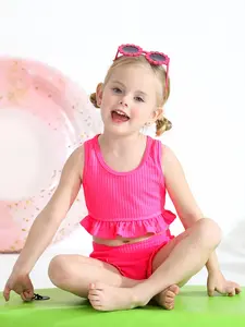 Baby Swimsuit Toddler Girl Bathing Suit Summer Solid Color Bikini Set Beach Two Piece Swim Wear