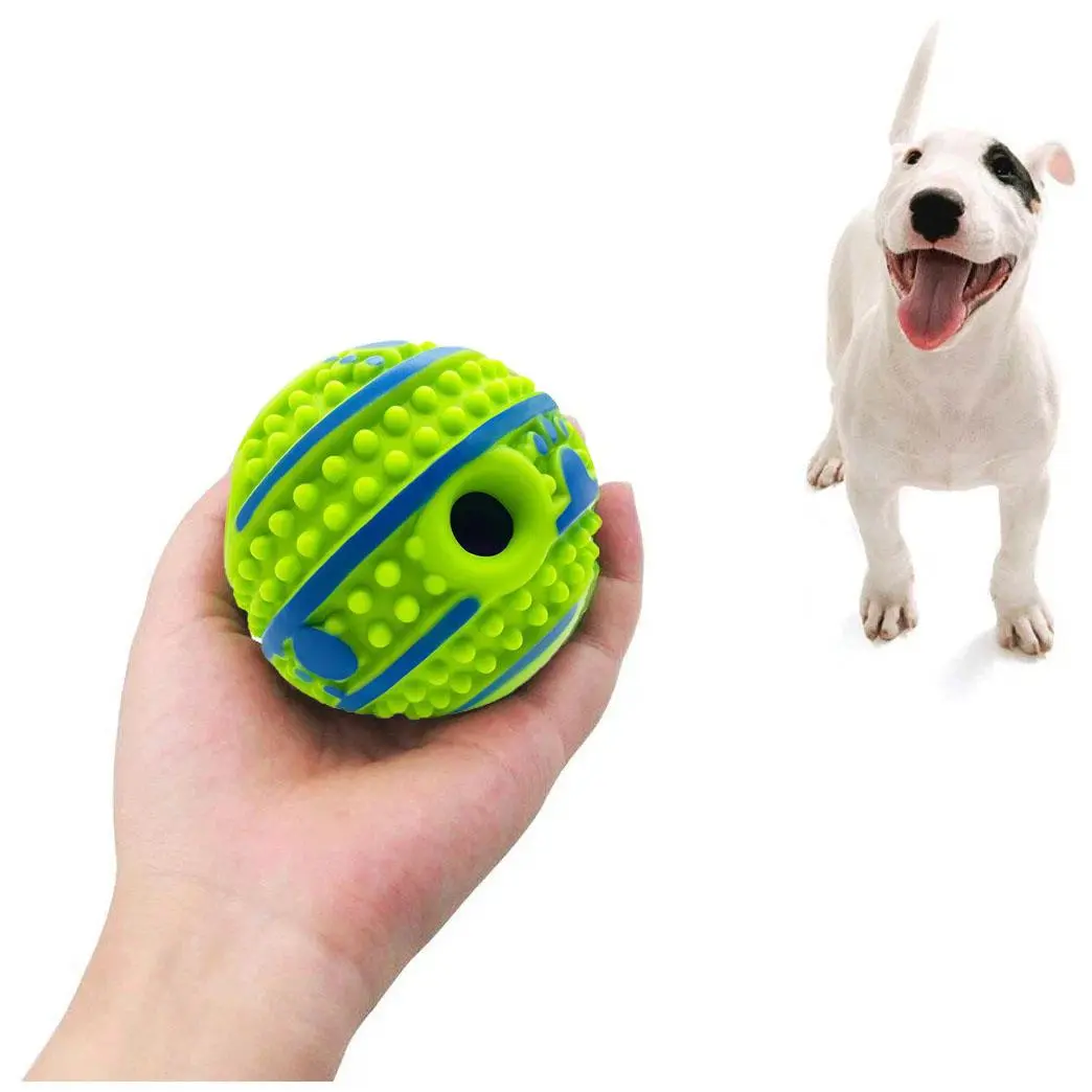 Wobble Giggle Ball for Dogs 8.8cm Spiky Dog Ball Interactive Pet Toy Funny Giggle Sounds Teeth Cleaning Playing Training Herding