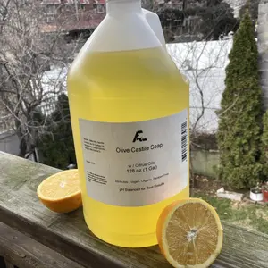 Handmade Organic Citrus Castile Soap 1 Gallon (128 oz) Size (Orange & Grapefruit Oils) All Skin Types All Skin Types All Skin Types