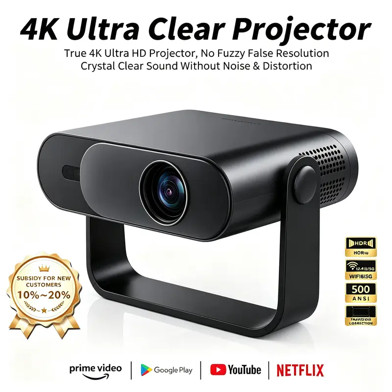 XBJ 2026 All-New Flagship LCD Smart Projector for Home Use - WiFi 6, Android 14.0, Bluetooth Input, Auto-Adjustment Suite, Portable, Floor Mount Compatible