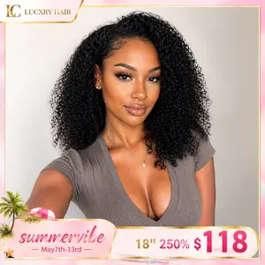 LC Lucxry HAIR Burmese Curly, Kinky Curly,3in1 HalfWig,13x16 Frontal Lace Wig, Brizalian Human Hair,Invisible Hairline, True to Length Leave Out Friendly Glueless Wig Quick Install Natural Black,Highlight #P4/27B,Blended Perfectly#Summervibe
