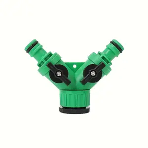 1/2'' to 3/4'' Y-type water splitter hose adapter, car wash hose splitter accessory, garden faucet splitter connector, water splitter connector with valve, suitable for garden watering water guns and washing machine faucets
