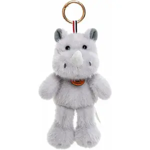 TIANCHANGZC Rhino Stuffed Animal Plush Keychain - 5.9 in (15 cm) Scented Squishy Clip, Daily Backpack Charm for Purse, Car Mirror Decor