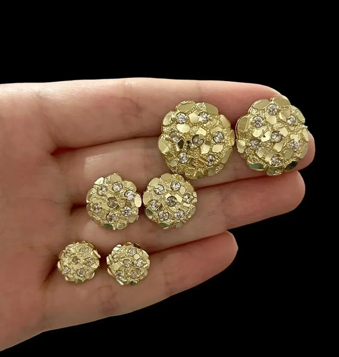 14K Gold Plated Nugget Earrings, Cubic Zirconia Stud Earrings, Fashion Jewelry for Women exquisite trendy hoop earring Bulk Christmas Dangle Set boujee gift greenish spring diamond cz halo stud earring adjustable fake color simple unique veilear cuffs spi