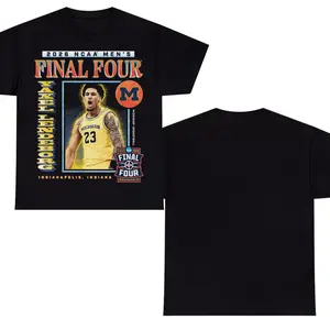 Michigan Wolverines Final Four 2026 T-Shirt – NCAA Men’s Basketball Graphic Tee, Indianapolis College Hoops Shirt, Vintage Player Style Unisex Cotton Fan Apparel