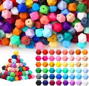 72PCS Hexagon Silicone Beads,Bulk Silicone Beads for Keychain Bracelet Necklace Making DIY Crafts