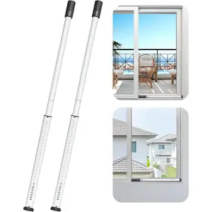 Sliding Door  Bar,Heavy Duty Sliding Patio Door Lock Bar, 20-50inch Adjustable Multi-use Window  Bars, Sliding Door Stopper,White,2Pack