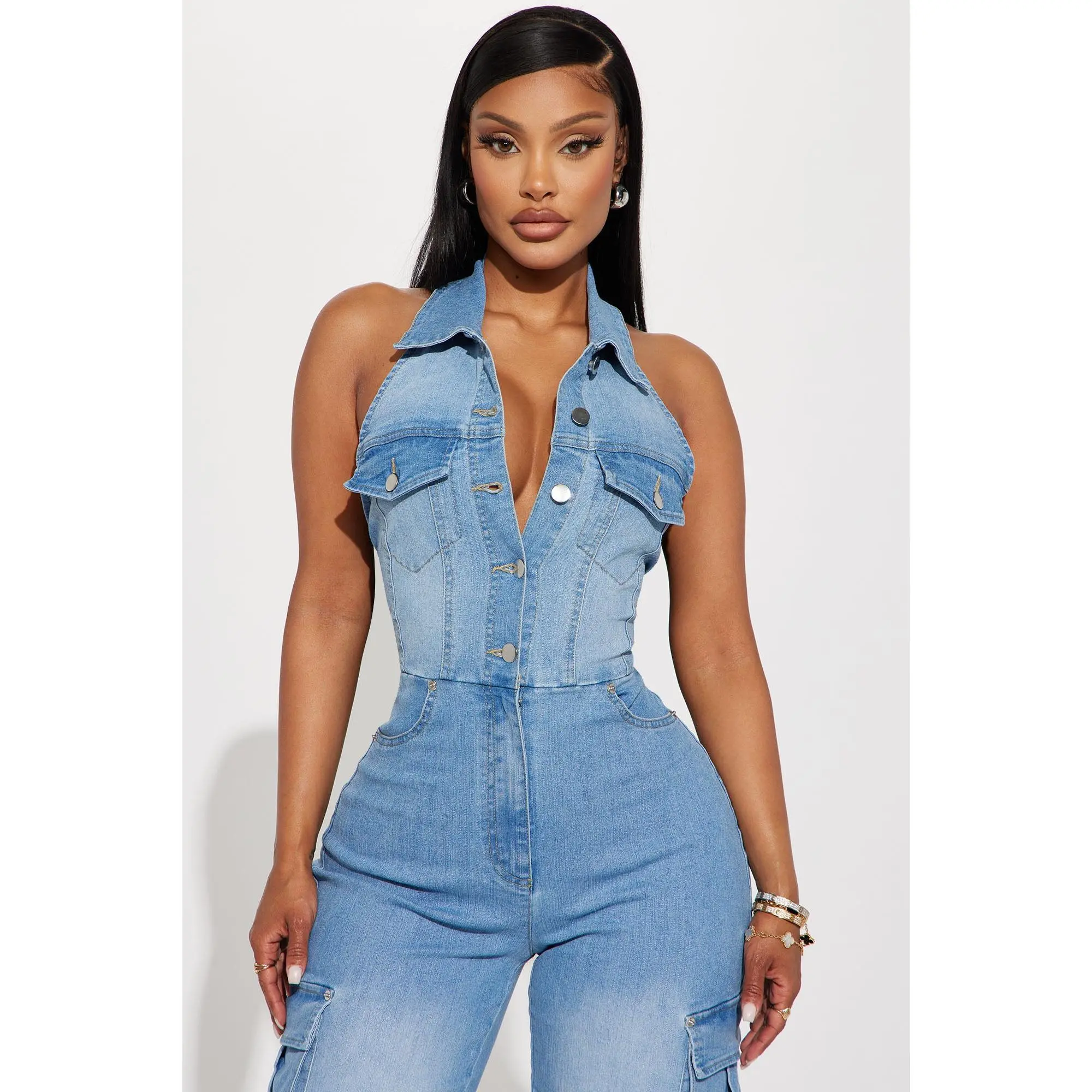 トップス baison Madelaine Denim Jumpsuit - Denim - TikTok Shop