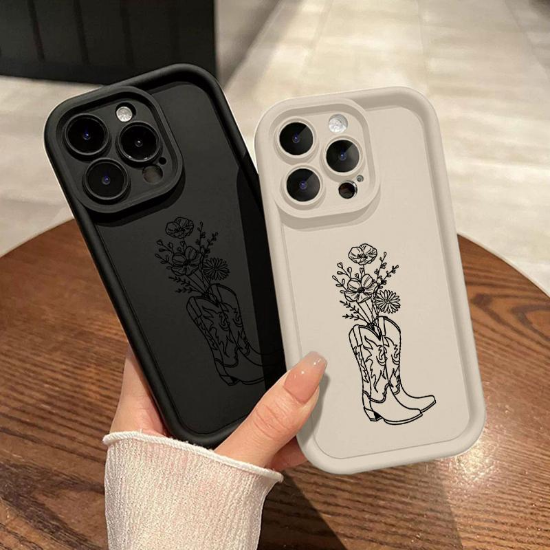 Phone Case Compatible for iPhone 16 15 14 Pro Max 13 12 11 XR XS Plus E Western Cowboy Boots Pattern TPU Lens Protection Durable Soft Cover Gift Phone Case Compatible for iPhone 16 15 14 Pro Max 13 12 11 XR XS Plus E Western Cowboy Boots Pattern TPU Lens Protection Durable Soft Cover Gift