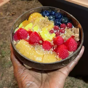 Coconut Fruit Bowl Candle with Assorted Berries and Mango Slices for Aesthetic and Scented Decor