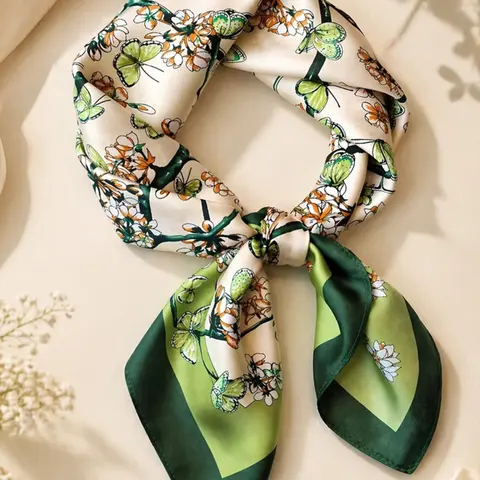 Floral Print Neckerchiefs, Elegant Style Scarf for Women, Fashion Accessories for Daily Wear, Trendy All-match & Exquisite Neckerchief for Birthday Gift, Fashion Neck Shawl, Floral Pattern Shawl, Neck Scarves