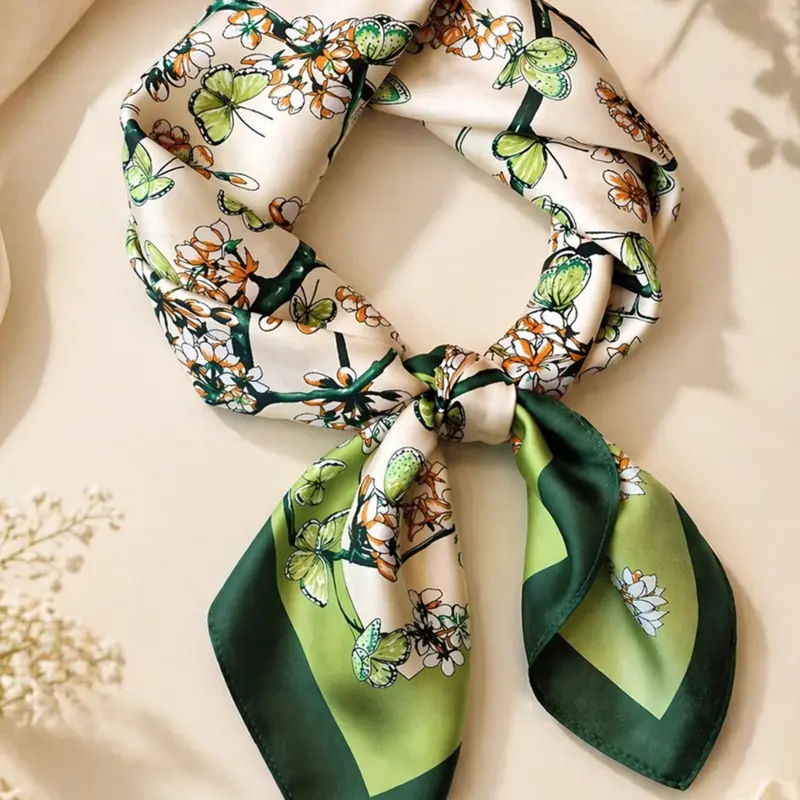 Floral Print Neckerchiefs, Elegant Style Scarf for Women, Fashion Accessories for Daily Wear, Trendy All-match & Exquisite Neckerchief for Birthday Gift, Fashion Neck Shawl, Floral Pattern Shawl, Neckscarf