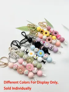 Bohemian Daisy Silicone Beaded Keychain, Teacher Gift Bag Car Pendant Charm, Perfect Gift for Teachers and Friends