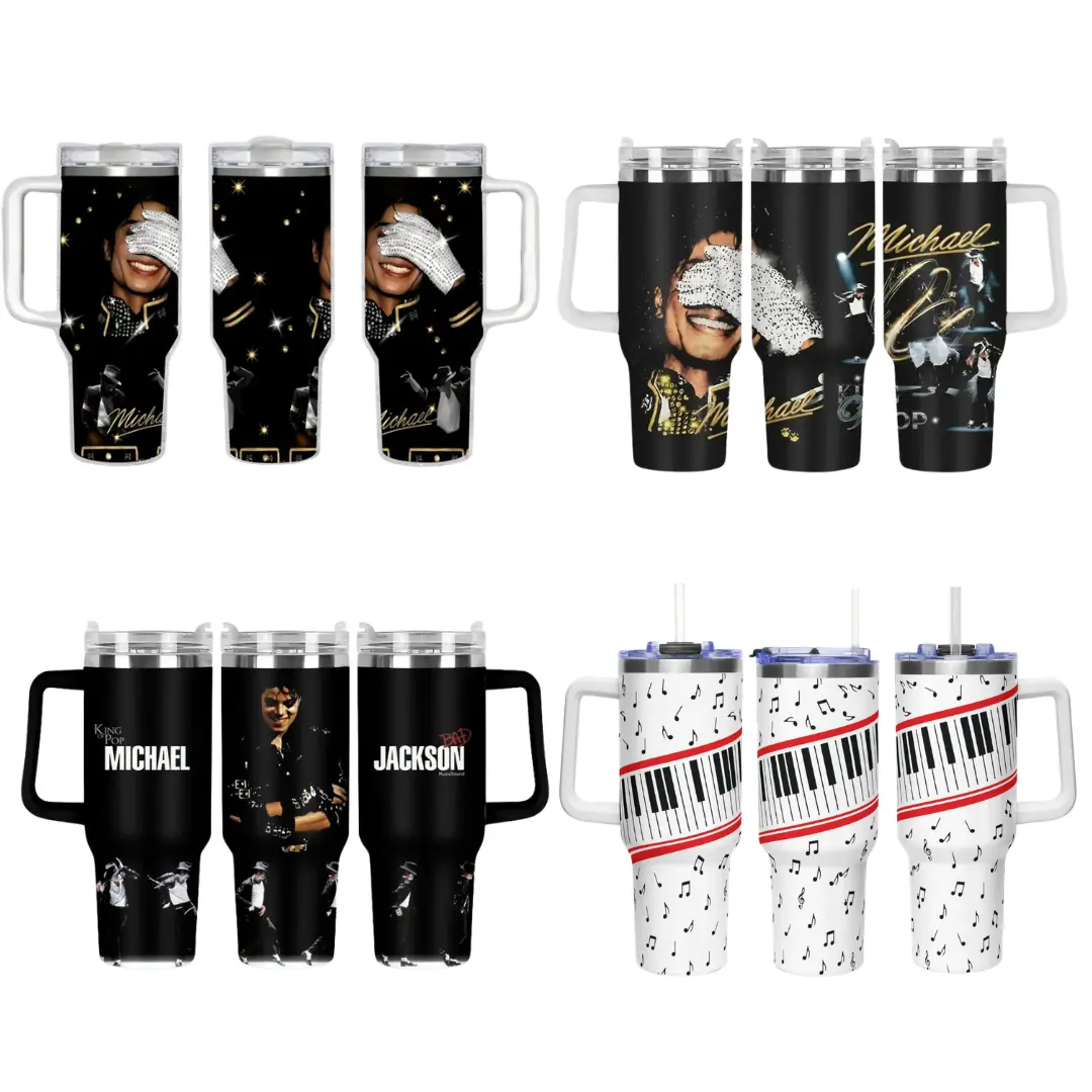 Inspired Michael J Beat It Piano Keys Tumbler 40oz , King of Pop Music Tumbler For Michael Fan Gift