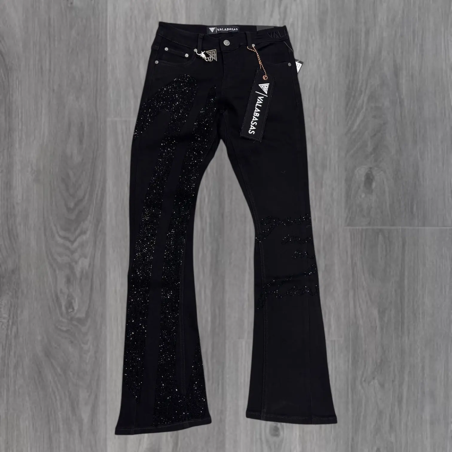 Valabasas - Scripted Stacked Denim - BLK - 1060