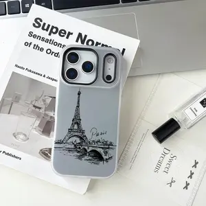 Paris Eiffel Tower Phone Case For iPhone 17 16 15 14 13 12 11 Pro Max Air Plus Large-aperture Jelly Double-layer Frosted phone Case Luxury Fashion Accessories