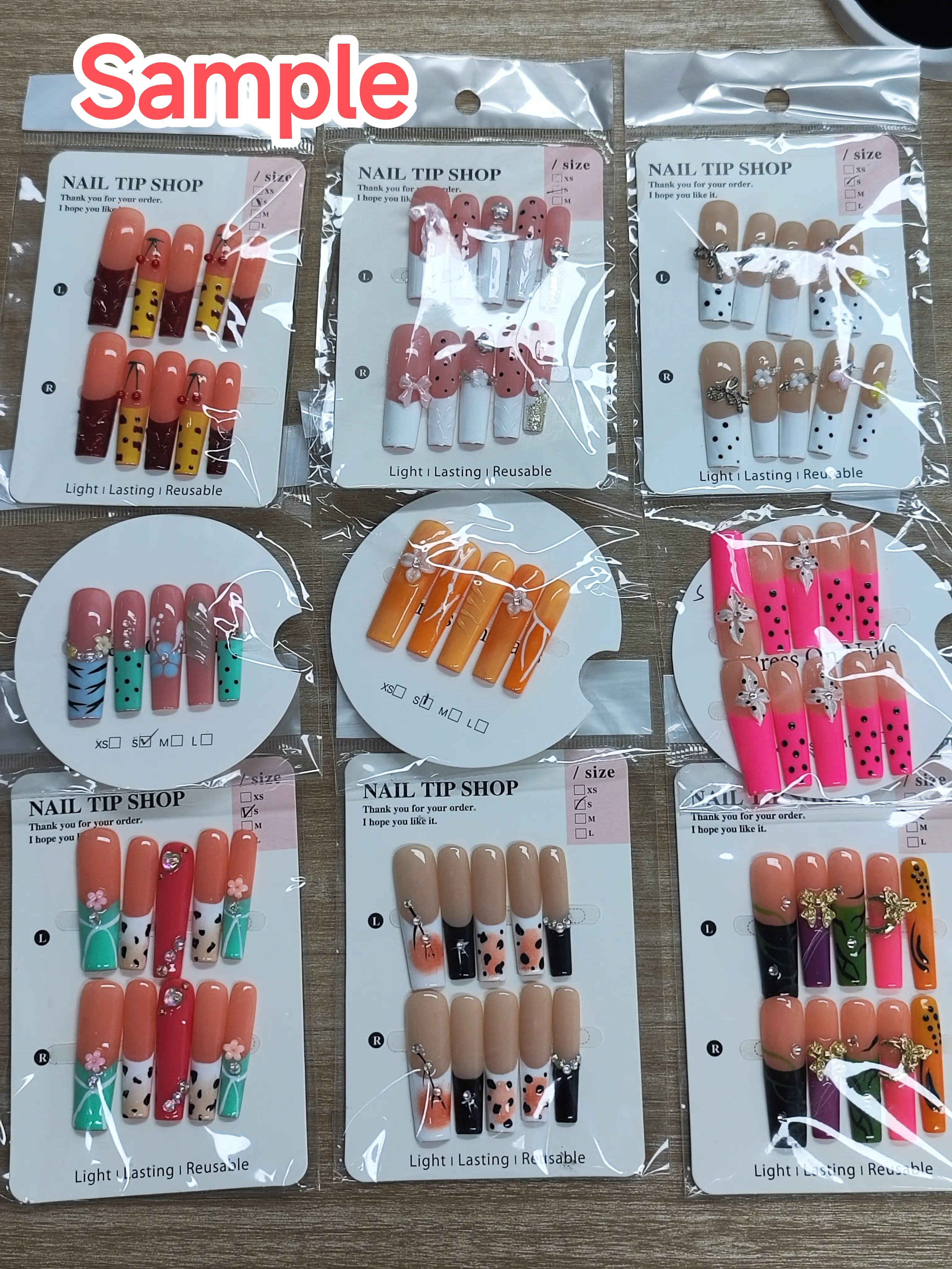 Rita(22021)gc. $30get15sets extra long nails selectable size with random styles (mystery box)