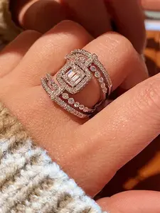 1 PC Elegant Cubic Zirconia Ring Stackable Engagement Ring For Women For Valentine's Day Gift Wedding Anniversary Party Jewelry Elegant Fashion Rings