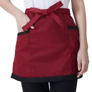 Family apron - Men's and Women's Lady General-purpose Basic Casual Short Mid-Waist Apron with Pockets Minimalist